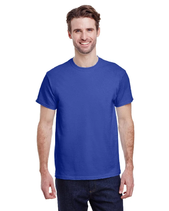 Gildan Heavy Cotton T-Shirt | Neon Blue Welt Pockets Slit Pockets