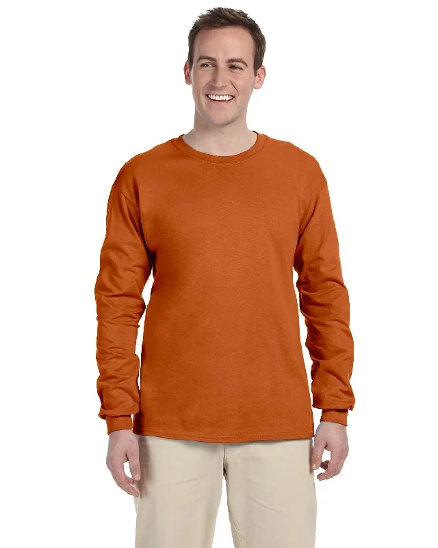 Gildan Ultra Cotton Heavyweight Long Sleeve T-Shirt | T Orange Hooded Caped Shawl Collar