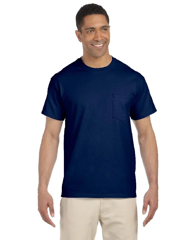 Gildan Ultra Cotton Pocket T-Shirt | Navy Rayon Velvet Corduroy