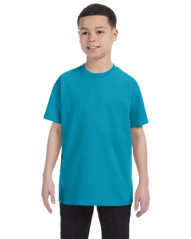 Gildan Youth Lightweight 100% Cotton T-Shirt | Tropical Blue Anti-Shrink Durable Soft