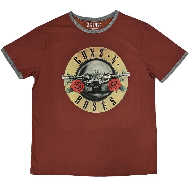 Guns N' Roses | Official Band Ringer T-Shirt | Classic Logo Zippered Buttoned Snapped