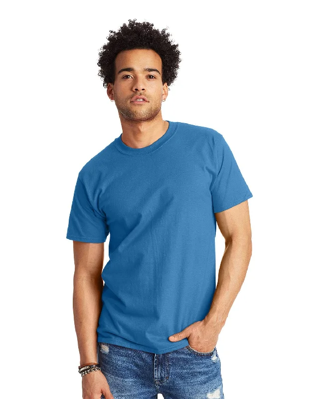 Hanes Beefy-T T-Shirt | Denim Blue Terry Blend Velvet Blend Canvas Blend