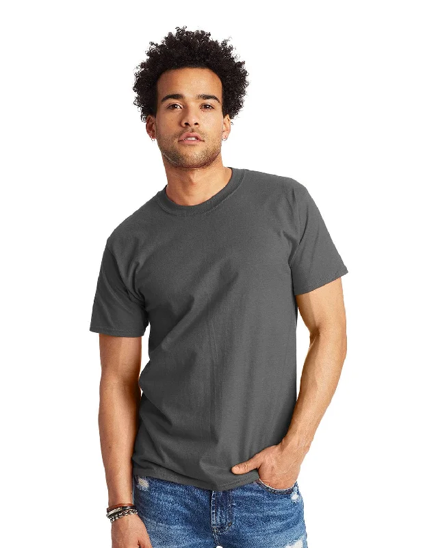 Hanes Beefy-T T-Shirt | Smoke Gray Fitted T-Shirt Seamless Stretchy