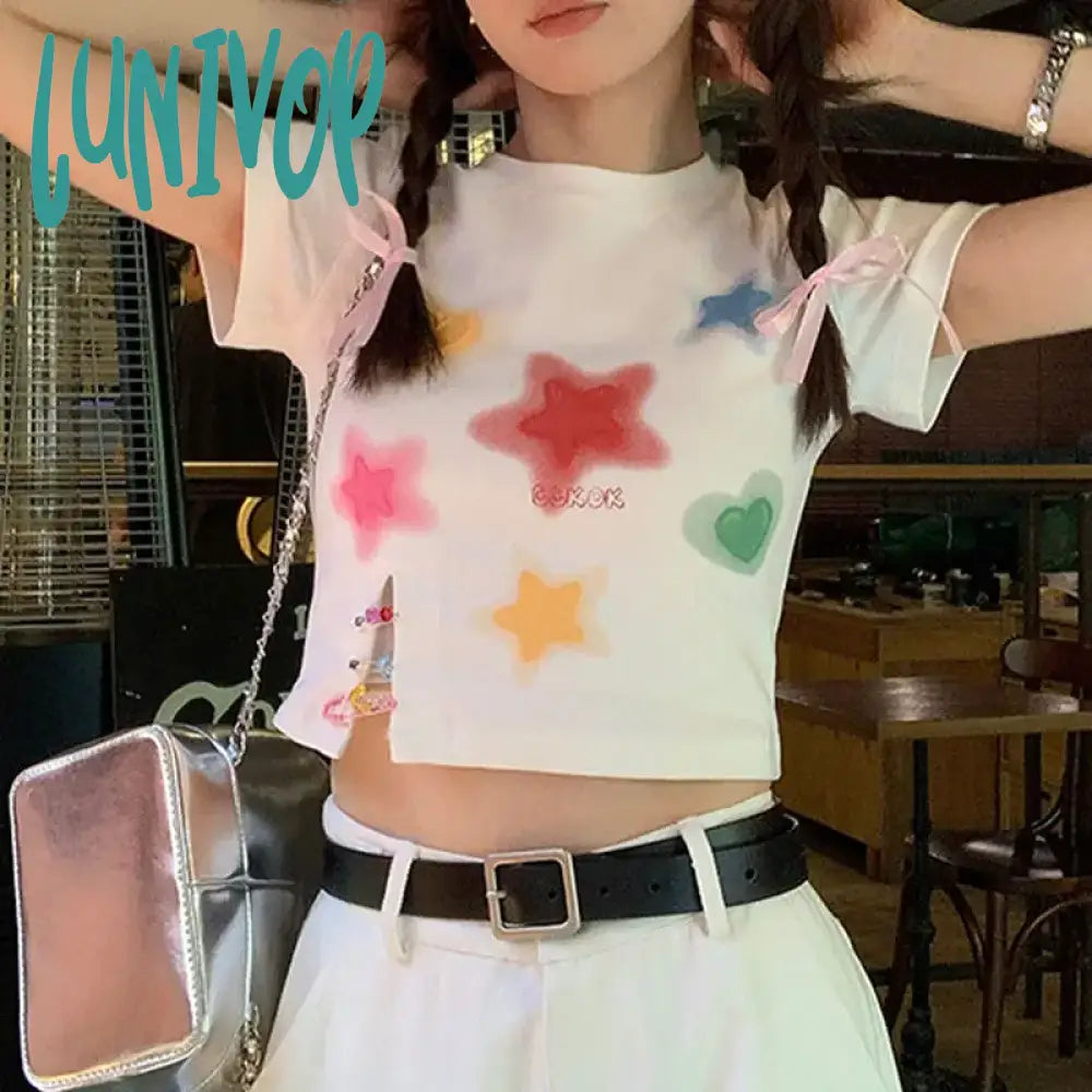 Lunivop Japanese Kawaii T-shirt Y2k Aesthetic Star Print Short Sleeve Tshirt E-girl 2000s Crop Top Slim Harajuku Split Fairy Chic Tees Houndstooth Herringbone Solid Lunivop Japanese Kawaii T-shirt Y2k Aesthetic Star Print Short Sleeve Tshirt E-girl 2000s Crop Top Slim Harajuku Split Fairy Chic Tees Houndstooth Herringbone Solid