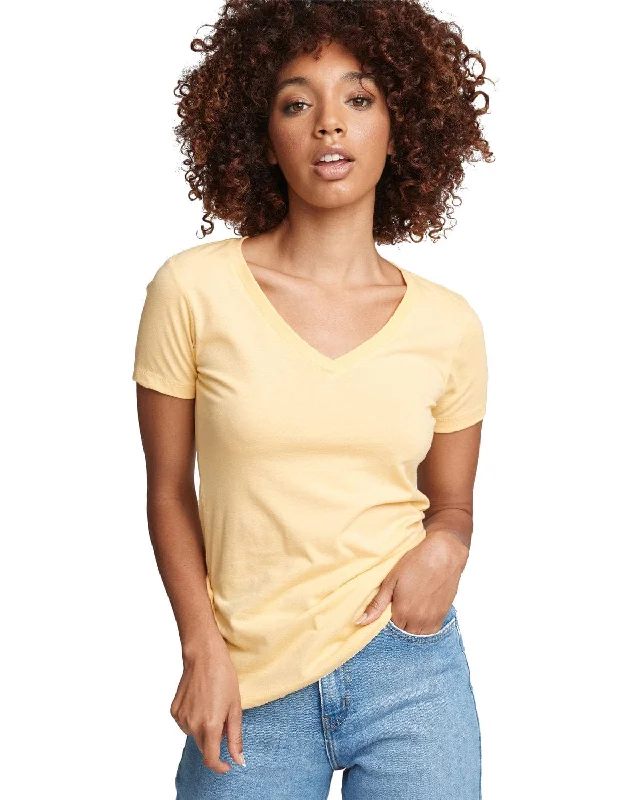 Next Level Ladies Ideal V-Neck Tee | Banana Cream V-Neck T-Shirt Long Sleeve Cotton