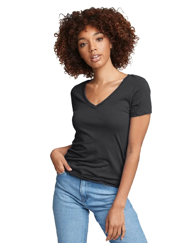 Next Level Ladies Ideal V-Neck Tee | Dark Gray Cashmere Blend Cotton Blend Poly Blend