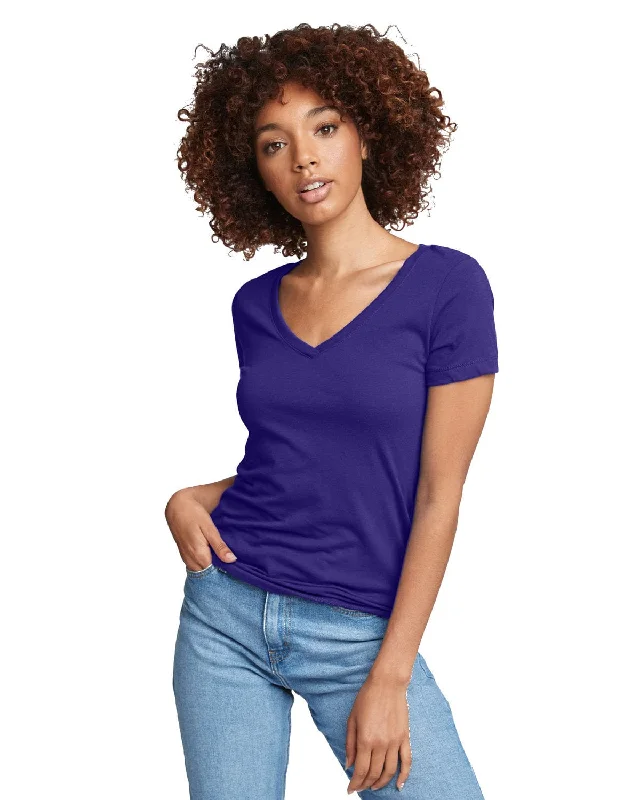 Next Level Ladies Ideal V-Neck Tee | Purple Rush Basic T-Shirt Crew Neck Short Sleeve