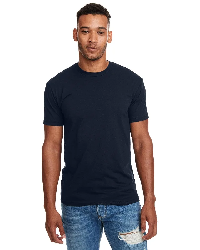 Next Level Mens CVC Crewneck Tee | Midnight Navy Collared Crew Neck Turtle Neck