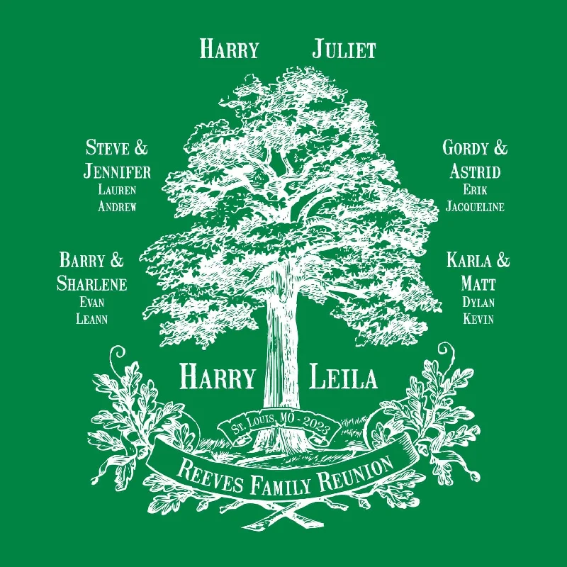 Oak Tree Family Reunion T-Shirt Design R1-24 Houndstooth Herringbone Solid