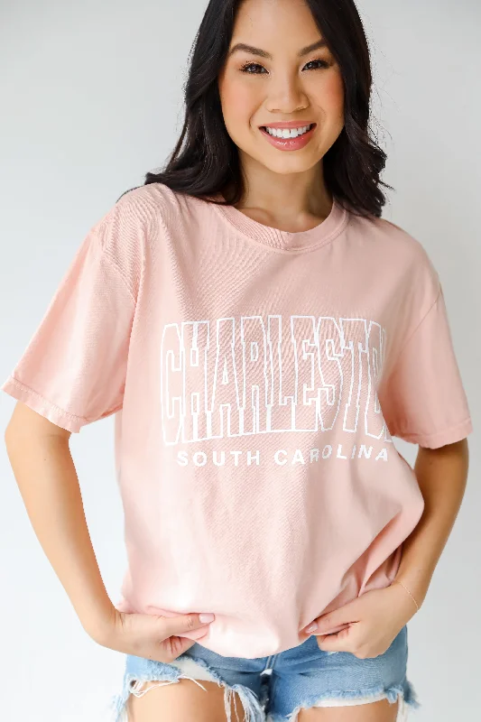 Peach Charleston South Carolina Block Letter Tee Terry Blend Velvet Blend Canvas Blend