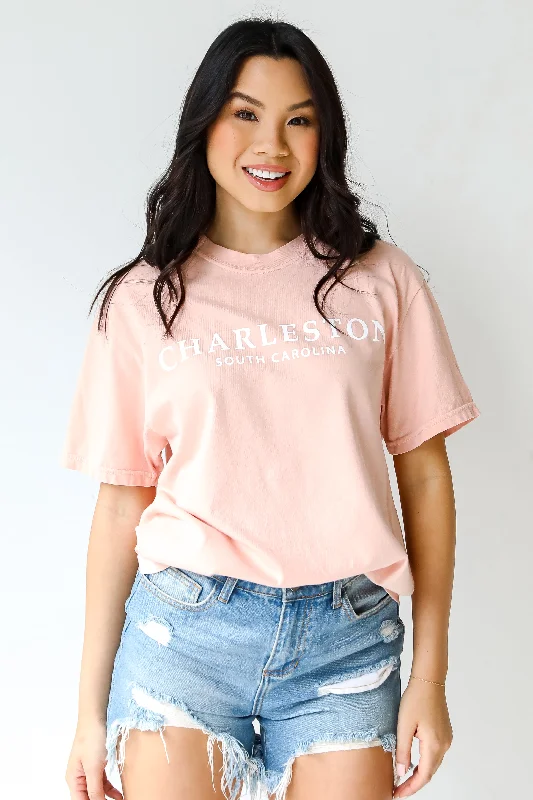 Peach Charleston South Carolina Tee Print Jacquard Patchwork