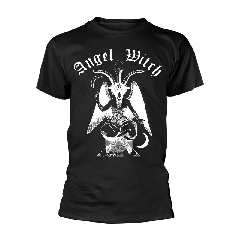 Angel Witch Unisex T-shirt: Baphomet (Black) Jersey Fabric Tulle Fabric Batik Fabric Angel Witch Unisex T-shirt: Baphomet (Black) Jersey Fabric Tulle Fabric Batik Fabric