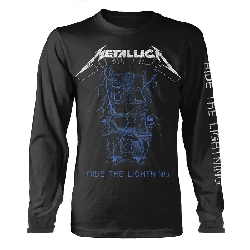 Metallica | Official Band Long Sleeved T-shirt | Fade To Black (back print) V-Neck T-Shirt Long Sleeve Cotton