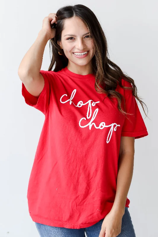 Red Chop Chop Graphic Tee Striped Floral Plaid