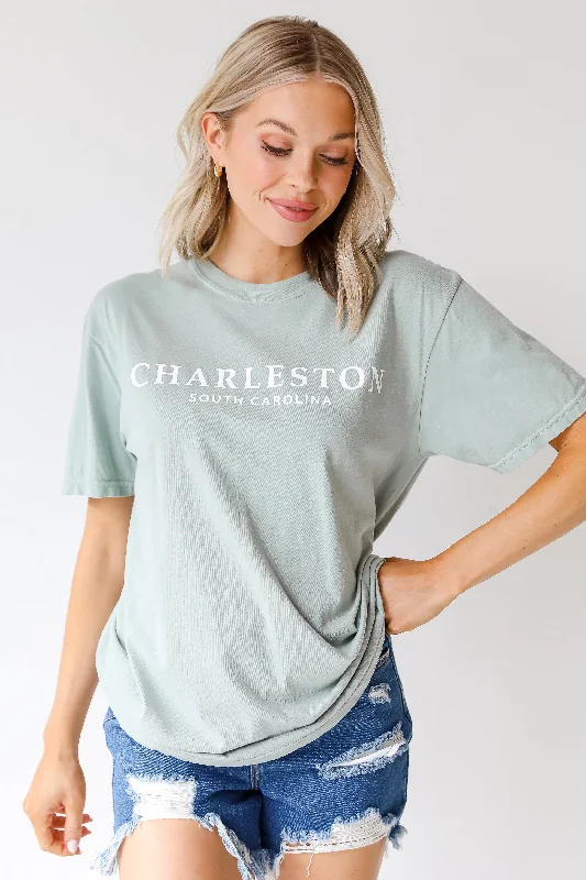 Sage Charleston South Carolina Tee Graphic Embroidered Appliqued