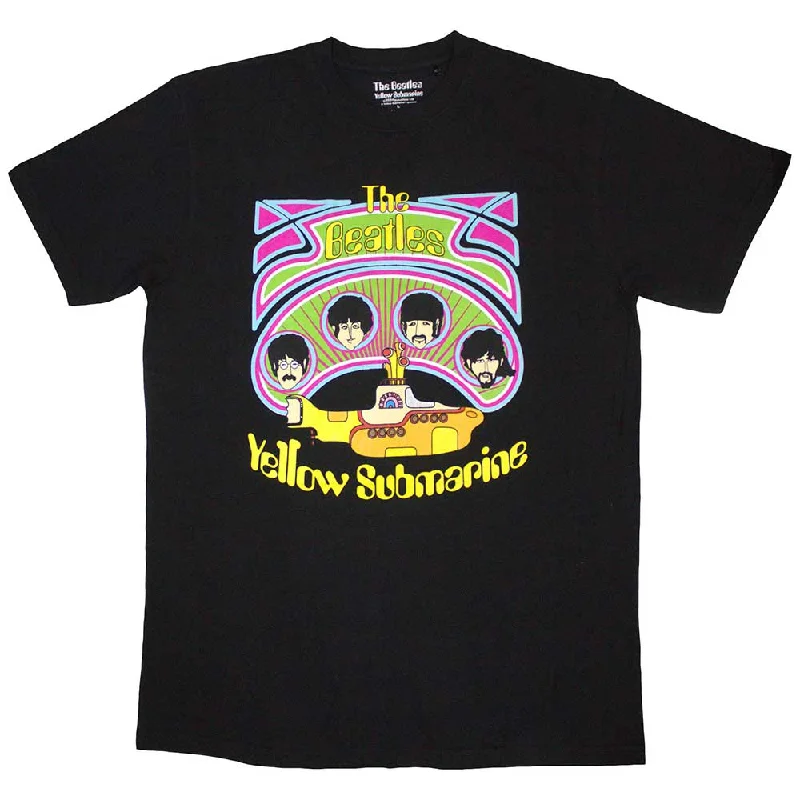 The Beatles | Official Band T-Shirt | Yellow Submarine Heads in Circles v2 V-Neck T-Shirt Long Sleeve Cotton