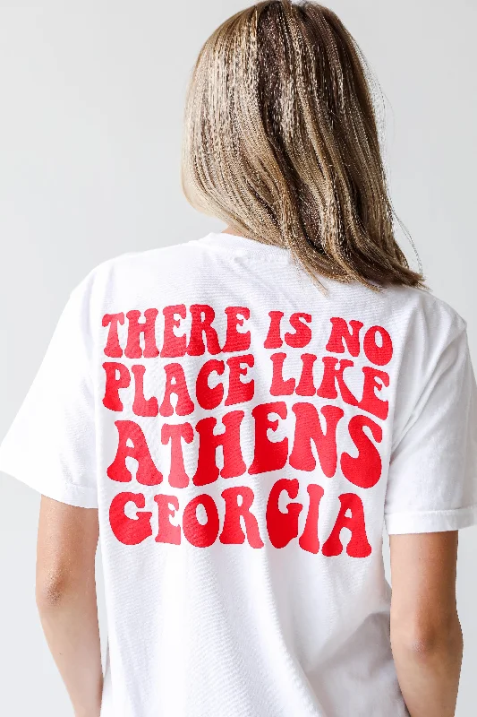 There Is No Place Like Athens Georgia Pocket Tee Solid Color Striped Floral