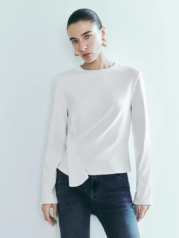 Twist Crew Neck T-Shirt Notch Collar Peter Pan Collar Cowl Neck