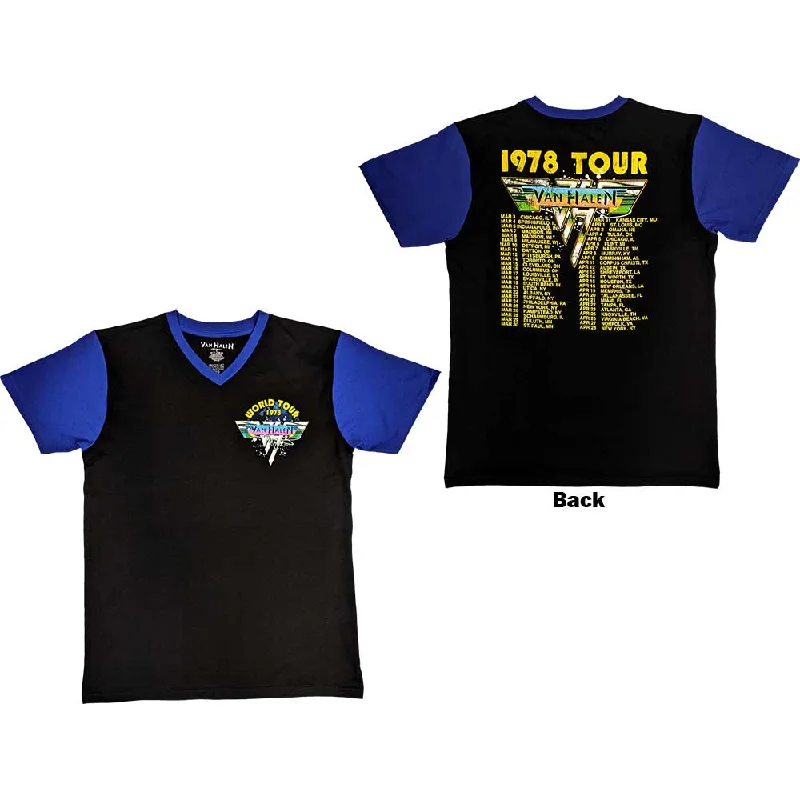 Van Halen | Official Band Raglan T-shirt | 1978 Tour Dates (Back Print) Fleece Nylon Spandex