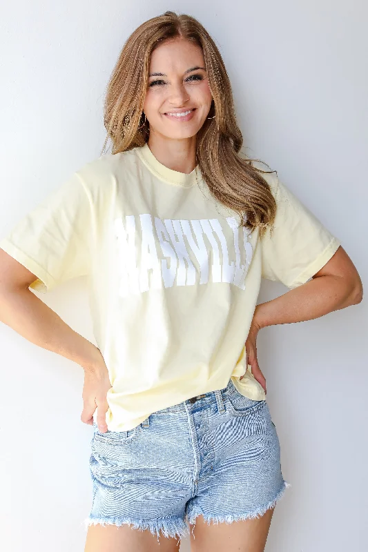 Yellow Nashville Tee Graphic Embroidered Appliqued