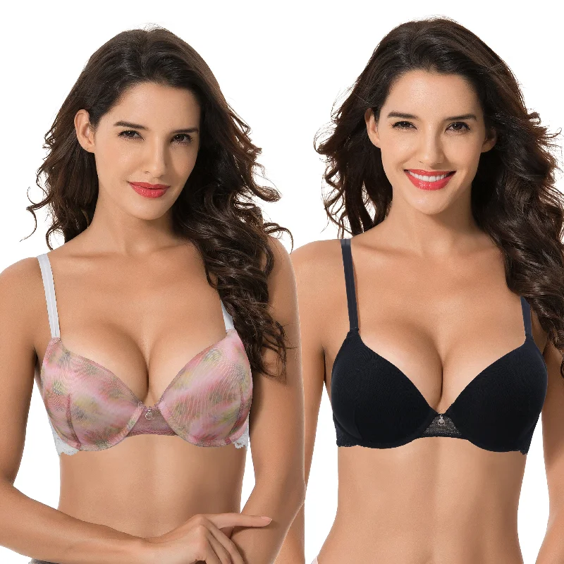 Women's Plus Size Perfect Shape Add 1 Cup Push Up Underwire Bras Elegant Lace Bralette Women's Plus Size Perfect Shape Add 1 Cup Push Up Underwire Bras Elegant Lace Bralette