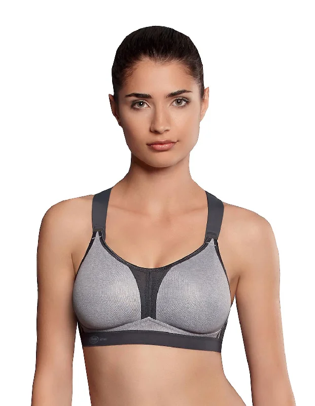 Anita Active Dynamix Star Max Support Sports Bra, Heather Grey Light Padded Bra