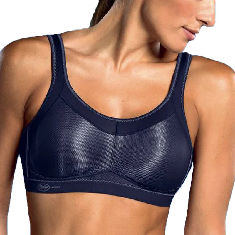 Anita Active Momentum Wire Free Sports Bra, Blue Iris Breathable Comfort Bra