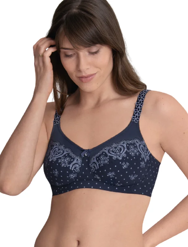 Anita Belvedere Mastectomy Bra Wireless Post Operative Bra, Deep Blue | Blue Anita Mastectomy Bra | Blue Anita Belvedere Post Mastectomy Bra Simple Wireless Bra