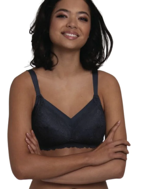 Anita Dalia Mastectomy Bra Wireless Post Operative Bra, Shadow Blue | Blue Mastectomy Bra | Anita Dalia Post Mastectomy Bra Trendy Sports Bra