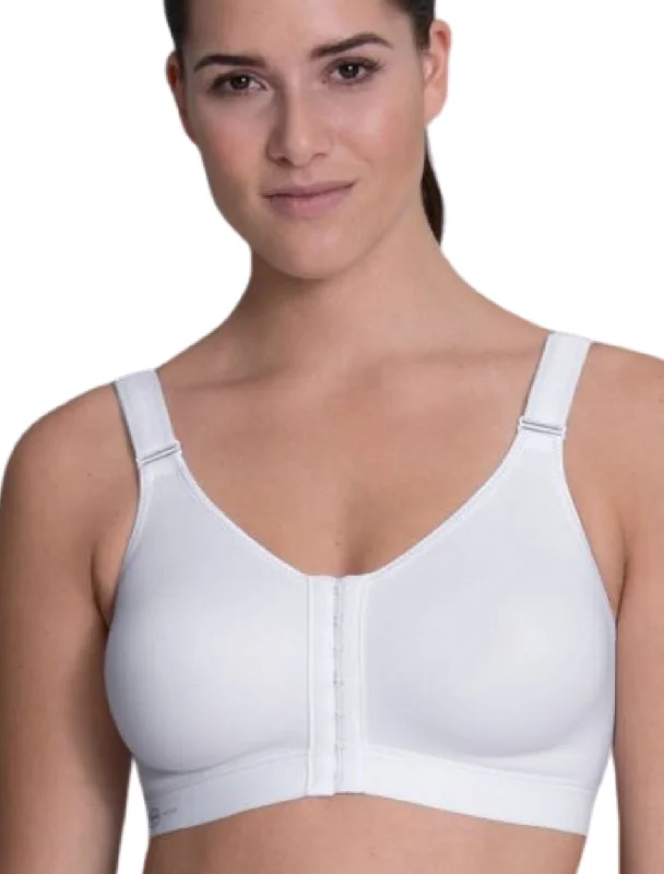 Anita Firm Support Front Closure Sports Bra, White | White Front Closure Sports Bras | Front Fastening Sports Bras Seamless Push-Up Bra