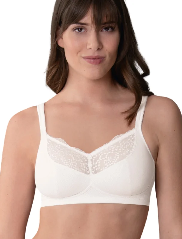 Anita Orely Mastectomy Bra Wireless Post Operative Bra, White | White Mastectomy Bra | Anita Orely Post Mastectomy Bra High Support Sports Bra