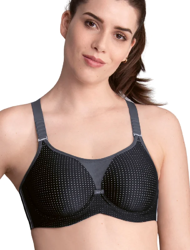 Anita Performance WireX Sports Bras Active Underwire Sports Bra, Black Anthracite | Underwired Black Anita Sports Bra Cozy Sleep Bra