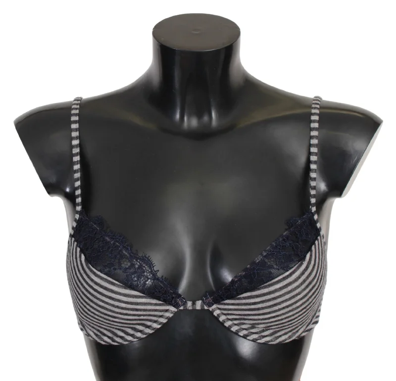 Blue Stripes Lace Reggiseno Bra Elegant Lace Bralette