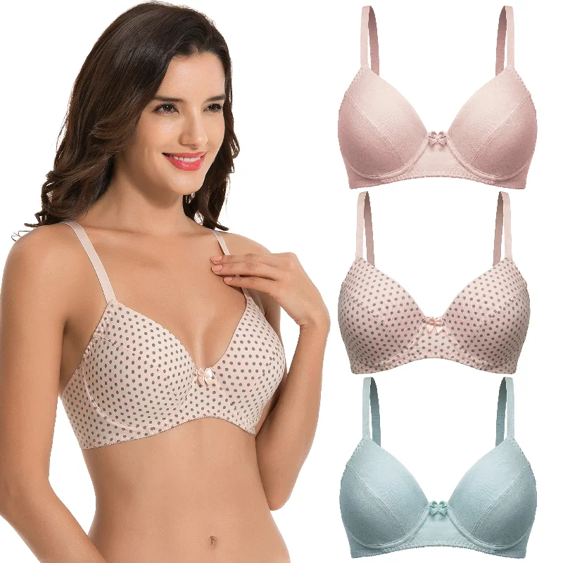 Women's Plus Size Cotton Unlined Balconette Underwire Bras Soft Mesh Bra