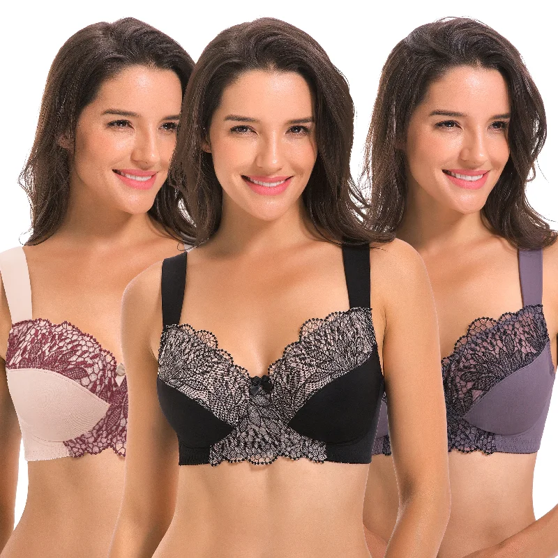 Plus Size Unlined Minimizer Wirefree Bras with Embroidery Lace Comfortable Lounge Bra Plus Size Unlined Minimizer Wirefree Bras with Embroidery Lace Comfortable Lounge Bra