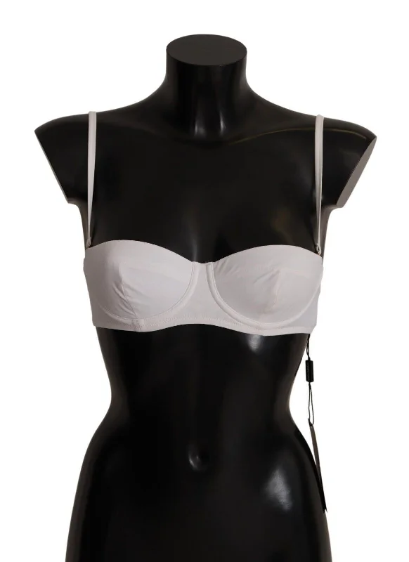 Chic White Nylon Balconette Bra Simple Wireless Bra