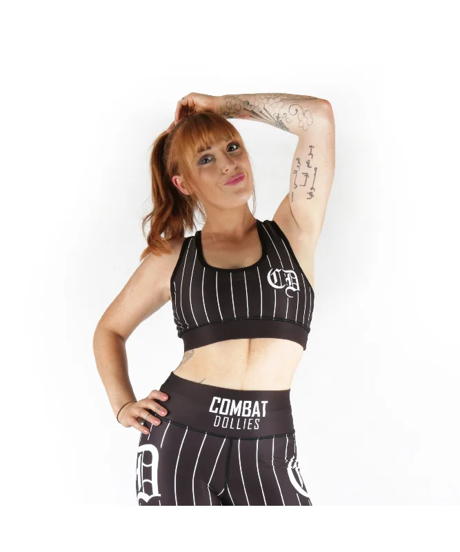 Combat Dollies Black Baseball Sports Bra Cotton Comfort Bra