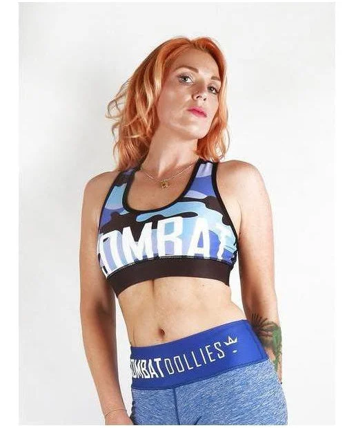 Combat Dollies Blue Camo Sports Bra Lacy Underwire Bra