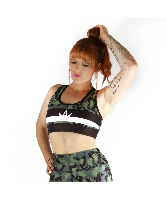 Combat Dollies Khaki Camo Sports Bra Cotton Comfort Bra