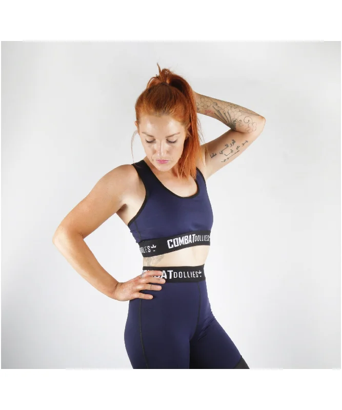 Combat Dollies Navy Blok Sports Bra Lace-Trimmed Bra