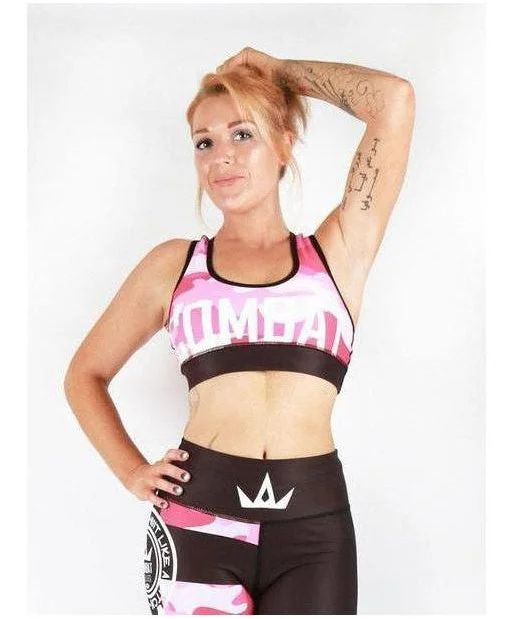 Combat Dollies Pink Camo Sports Bra Sexy Mesh Bra