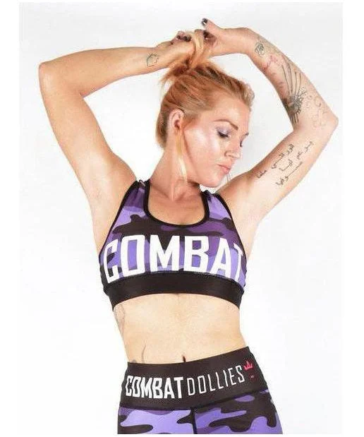 Combat Dollies Purple Camo Sports Bra Soft Cup Bra