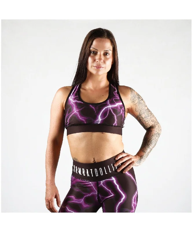 Combat Dollies Purple Lightning Sports Bra Lace-Trimmed Bra