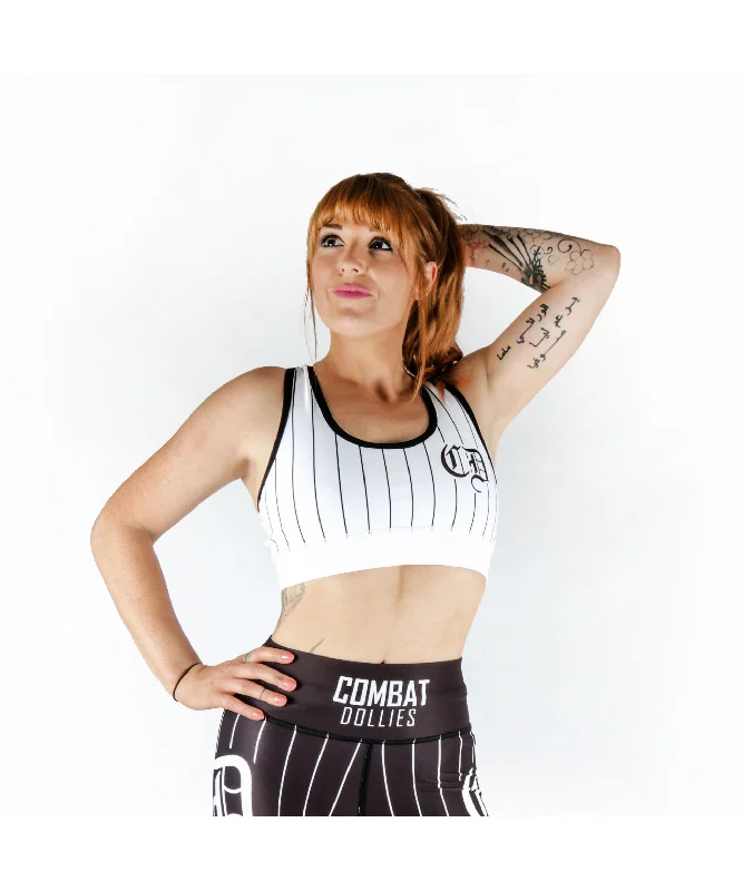 Combat Dollies White Baseball Sports Bra Contour Bra Style