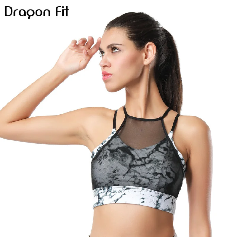 Dragon Fit New Women Mesh Sports Bra Breathable Athletic Breathable Sports Bra