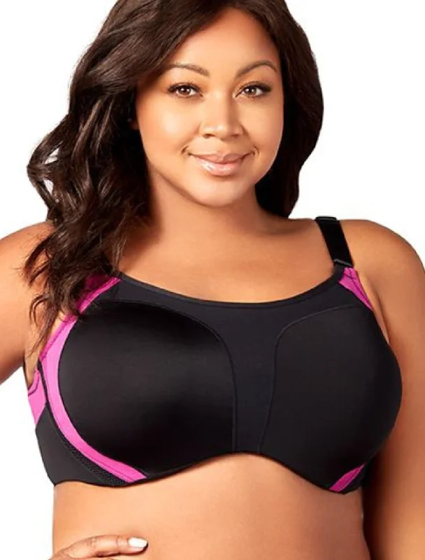 Elila Microfiber Underwire Sports Bra, Black Fuchsia | Black Fuchsia Elila Sports Bras Sexy Underwire Bra