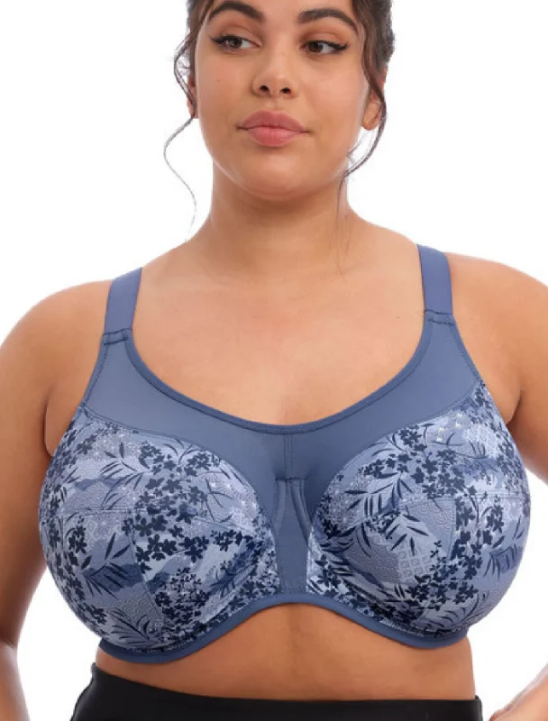 Elomi Energise Underwire Sports Bra With J Hook, Vintage Denim Soft Lace Bralette