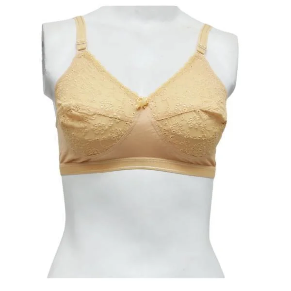 Embroidered Cotton Woven Summer Bra Soft Strapless Bra