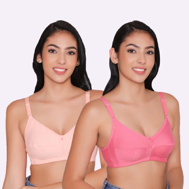 Women's Non Padded Non Wired Full Coverage Bra with No Spillage (Pack of 2)-ELSA Light Seamless Bra Women's Non Padded Non Wired Full Coverage Bra with No Spillage (Pack of 2)-ELSA Light Seamless Bra