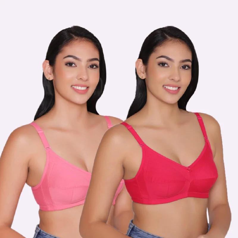 Women's Non Padded Non Wired Full Coverage Bra with No Spillage (Pack of 2)-ELSA Seamless Sports Bra Women's Non Padded Non Wired Full Coverage Bra with No Spillage (Pack of 2)-ELSA Seamless Sports Bra